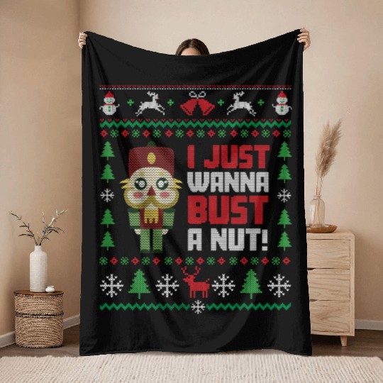 Nutcracker Ugly Christmas Ugly Christmas Saint's Throw Blankets