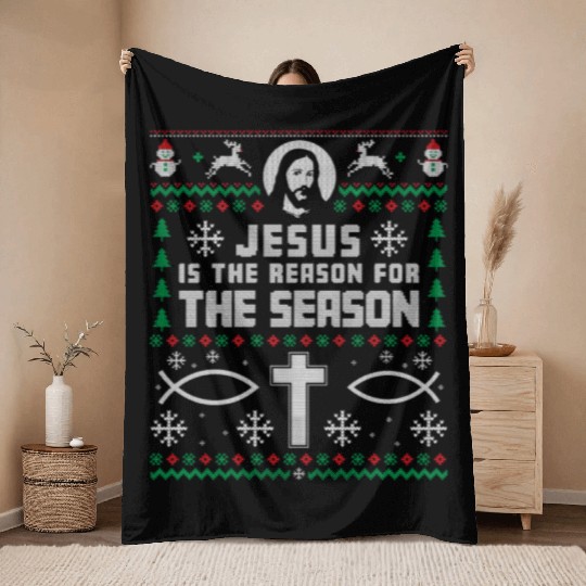 Jesus Is The Reason For The Season Throw Blankets