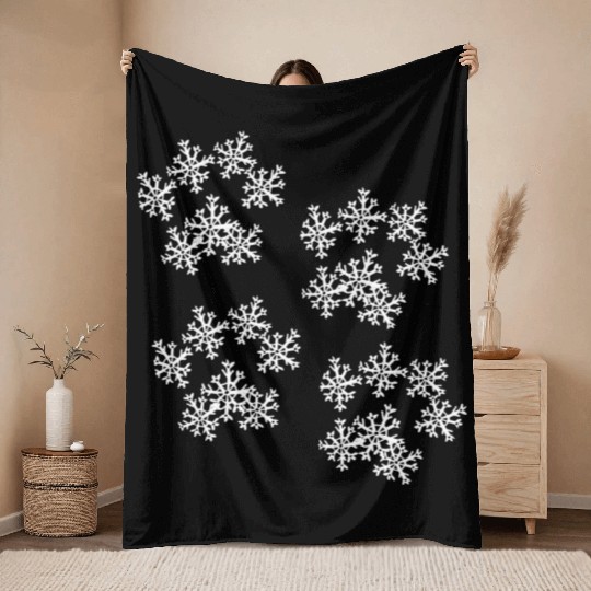 Snowflake Paw Prints Throw Blankets