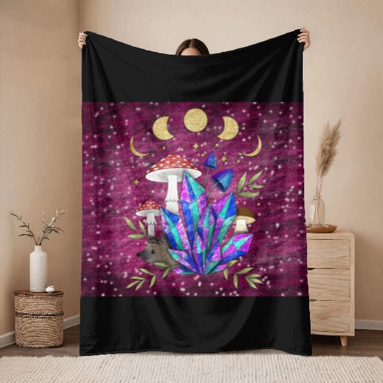 Hedgehog in dreamland - Format D Throw Blankets
