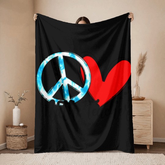 Peace Love Math Teacher Funny Back To School Throw Blankets