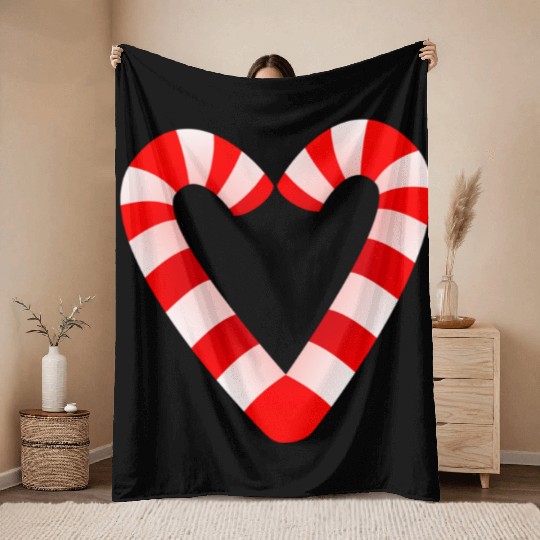 Candy Cane Hearts Throw Blankets Christmas Xmas Holidays