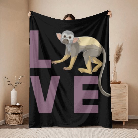 Squirrel monkey love Throw Blankets