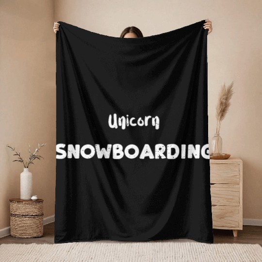 Unicorn Snowboarding Throw Blankets