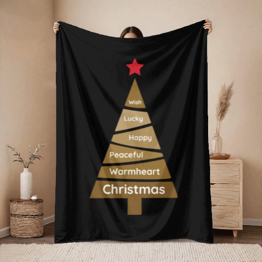 Minimalist Copper Brown Christmas Pine Throw Blankets
