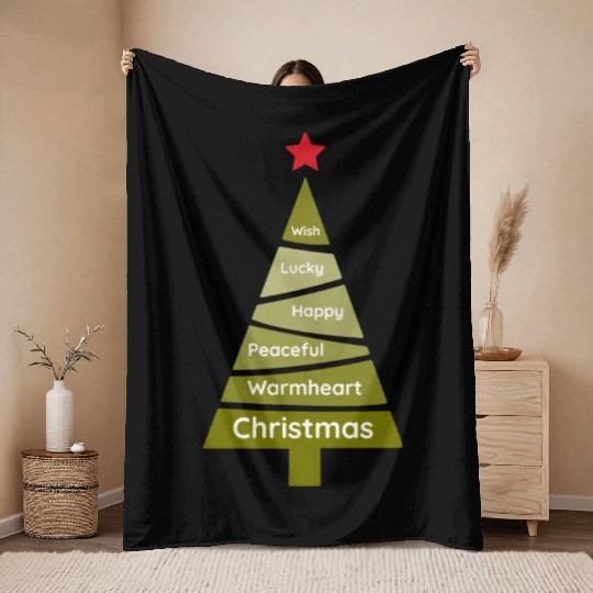 Minimalist Lime Green Christmas Pine Throw Blankets