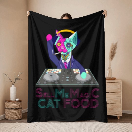 Sell me magic Cat Food Catsondrugs.com Raverslove Throw Blankets