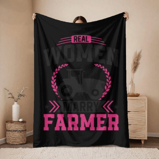 Farming Farmer Husband Wife Throw Blankets