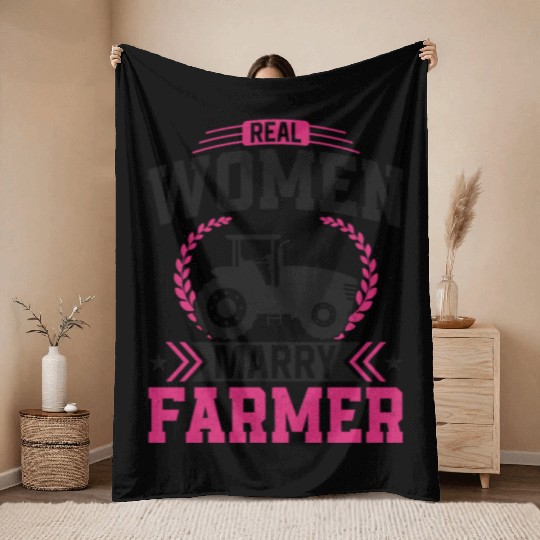Farming Farmer Husband Wife Throw Blankets