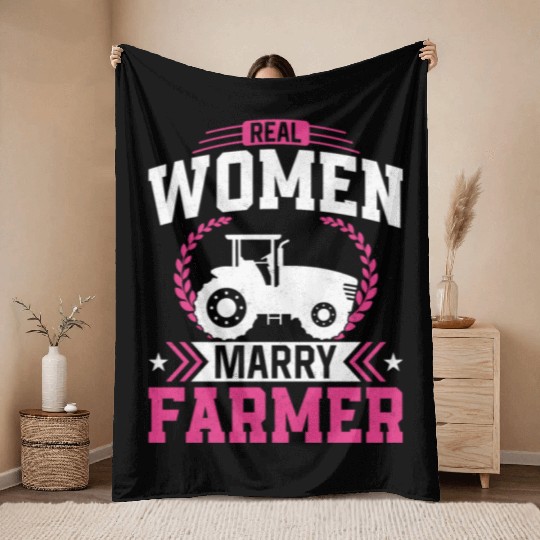 Farming Farmer Husband Wife Throw Blankets