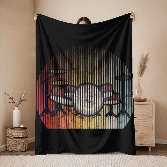 Drums Drummer Band Drumset Retro Percussion Drums Throw Blankets
