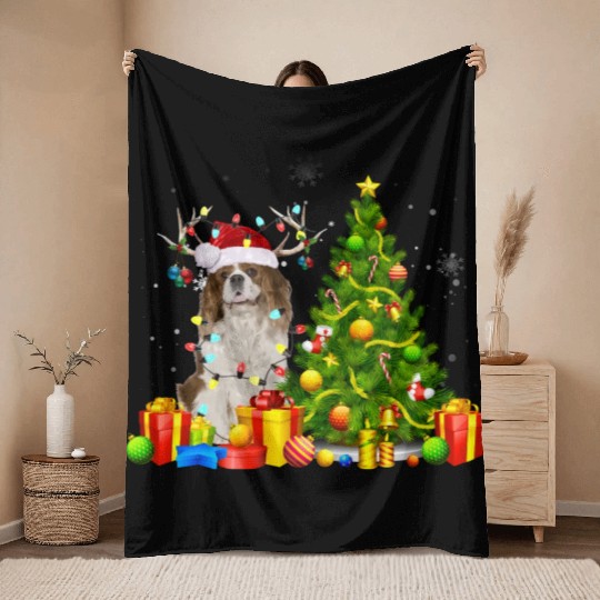 Cavalier King Charles Spaniel Christmas Dog Lover Throw Blankets