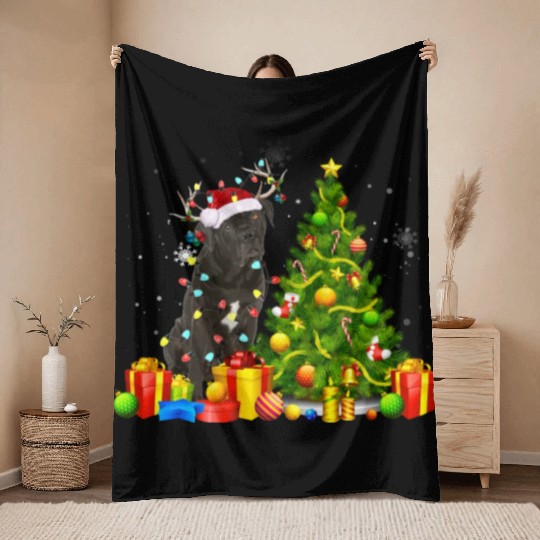 Cane Corso Christmas Dog Lover Xmas Santa Throw Blankets