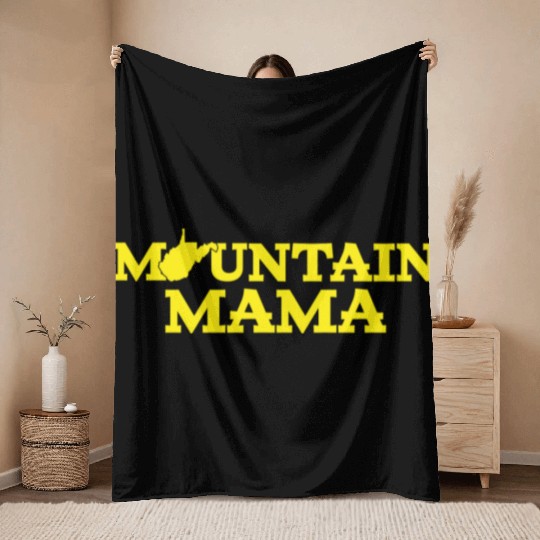 Mountain Mama Wv Blue And Gold Throw Blankets