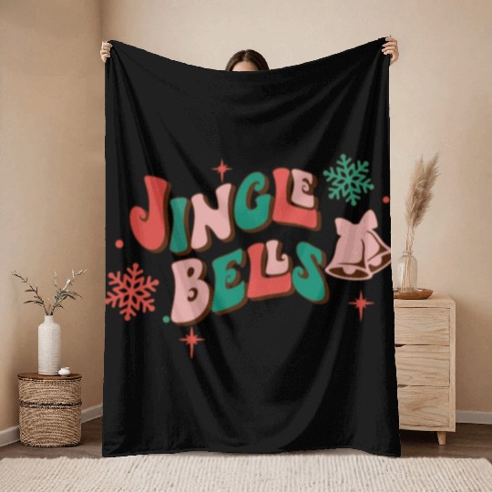 Jingle Bells Christmas Throw Blankets
