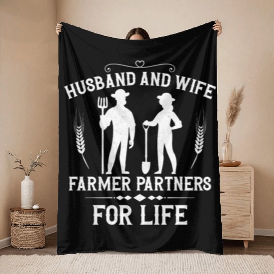Farming Farmer Husband Wife Throw Blankets