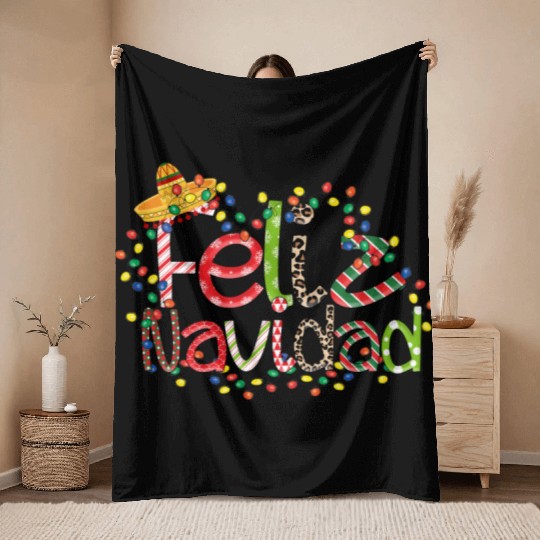 Feliz Navidad Song Christmas Merry Christmas Throw Blankets