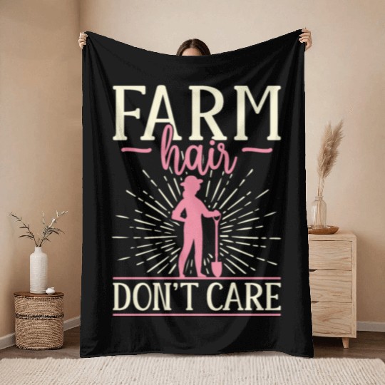 Farming Farmer Girl Female Farm Throw Blankets
