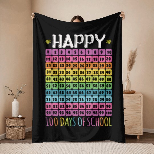 Number Student Happy 100th Day 100 Days Of School Throw Blankets