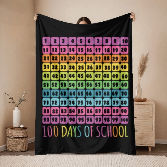 Number Student 100th Day 100 Days Of School Throw Blankets