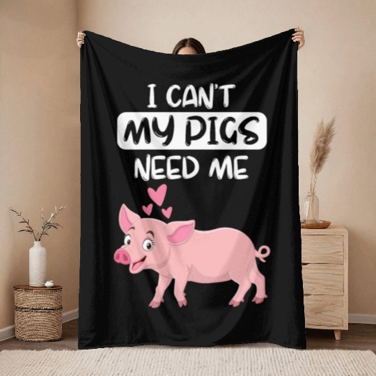 Farm Animal Piglet Farmer Funny Gift Pig Throw Blankets
