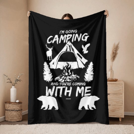 Camping nature animals wilderness mountains forest Throw Blankets