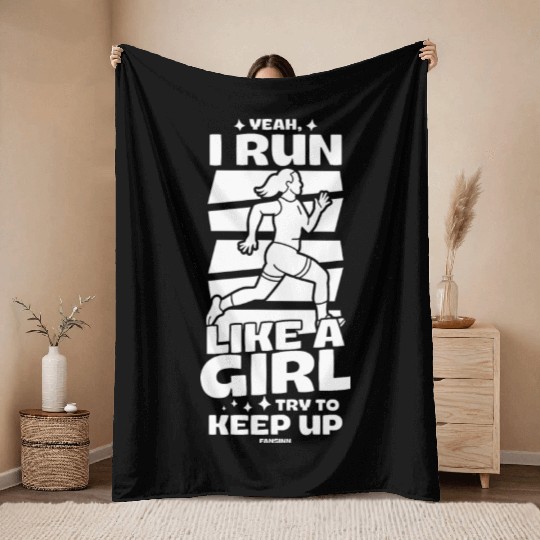Run jogging sport race training gift Throw Blankets