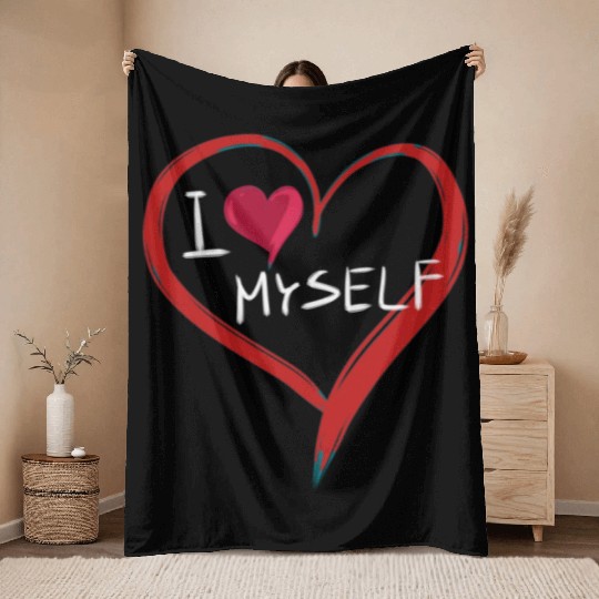 i love me heart text icon Throw Blankets