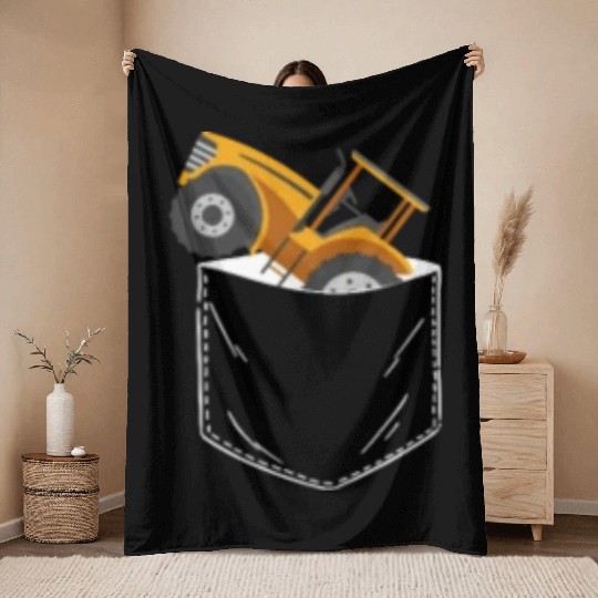 Farming Farmer Pocket Tractor Throw Blankets