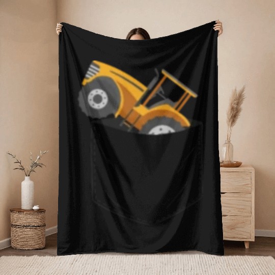 Farming Farmer Pocket Tractor Throw Blankets