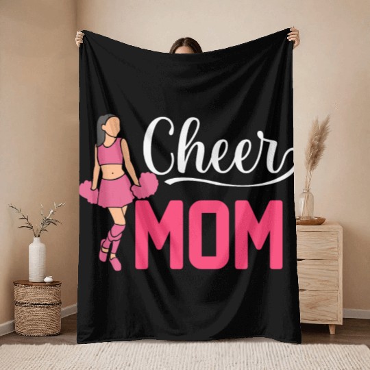 Womens Cheer Mom Gymnastics Cheerleading Mom Squad Throw Blankets