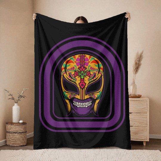 Dia De Los Muertos Throw Blankets, Lucha Libre El Santo