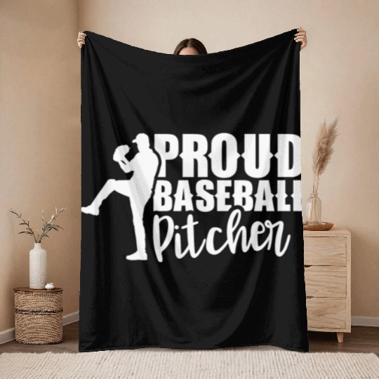 Proud Baseball Pitcher Hobby Sayings Player Throw Blankets