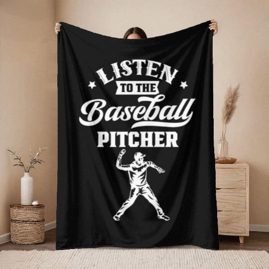 Listen To The Baseball Pitcher Player Hobby Throw Blankets