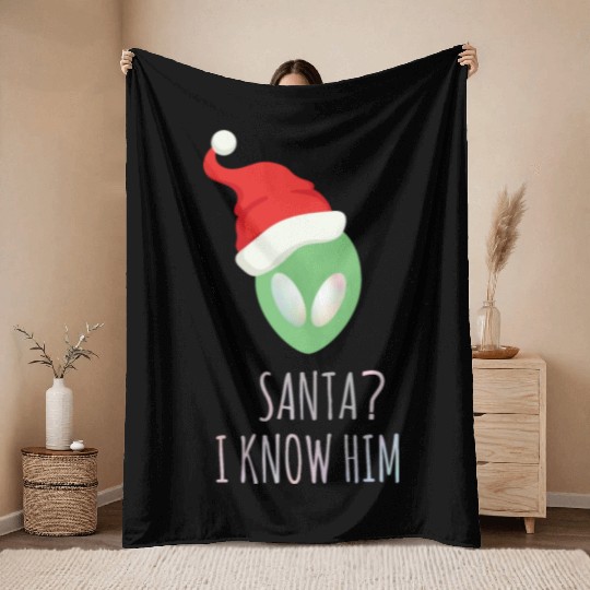 Santa? I know him. Merry Christmas. Happy New Year Throw Blankets