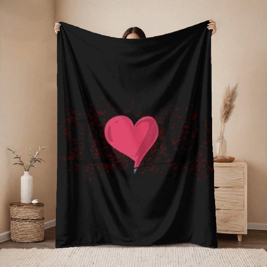 dots pattern i love you heart Throw Blankets