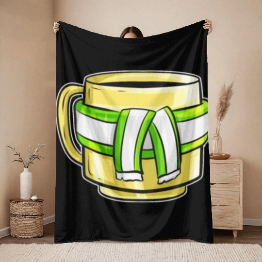 Autumn Beaker With Green White Striped Scarf For Throw Blankets