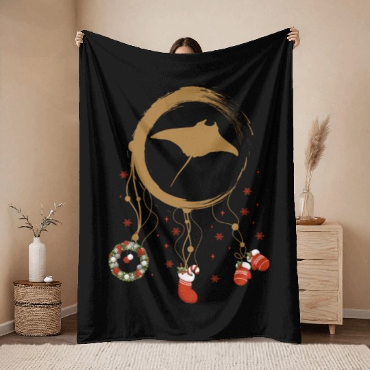 Winter dreamcatcher Christmas Rays Throw Blankets
