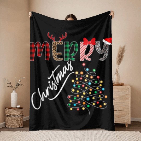 MERRY CHRISTMAS ,Christmas light Throw Blankets