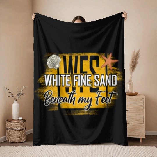 white fine sand beneath my feet Throw Blankets