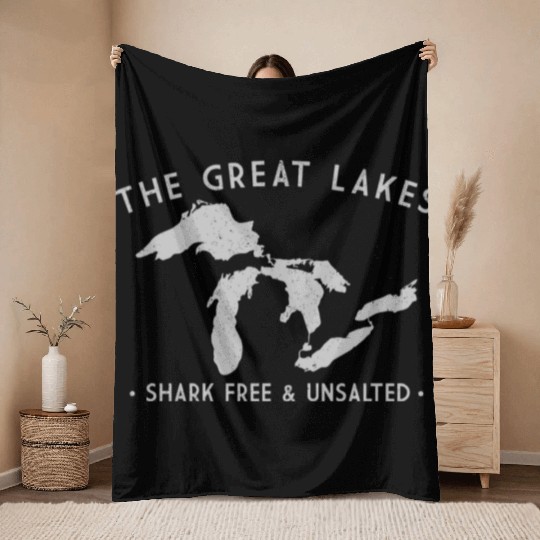 Great Lakes Shark Free And Unsalted Sweat Throw Blankets