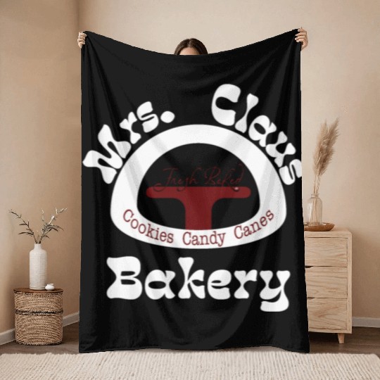 Christmas Throw Blankets, Mrs. Claus Bakery Throw Blankets,