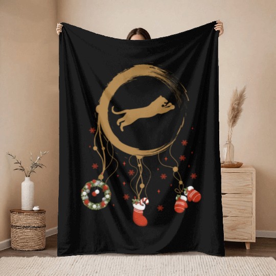 Winter dreamcatcher Christmas Tiger Throw Blankets