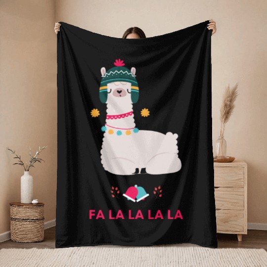 Fa La La La LLama ! Throw Blankets