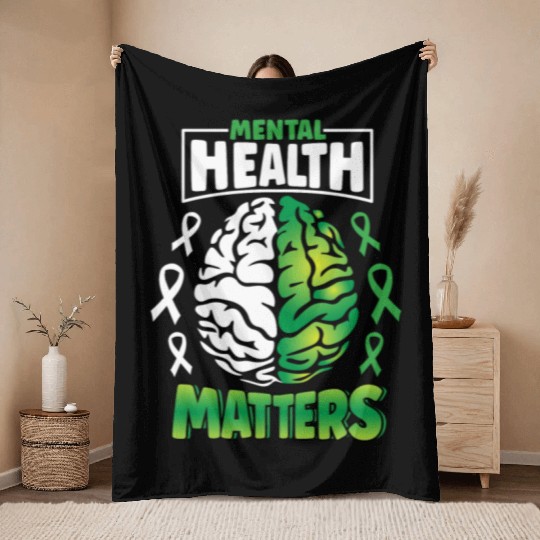 Mental Health Matters Spread Awareness Brain Throw Blankets
