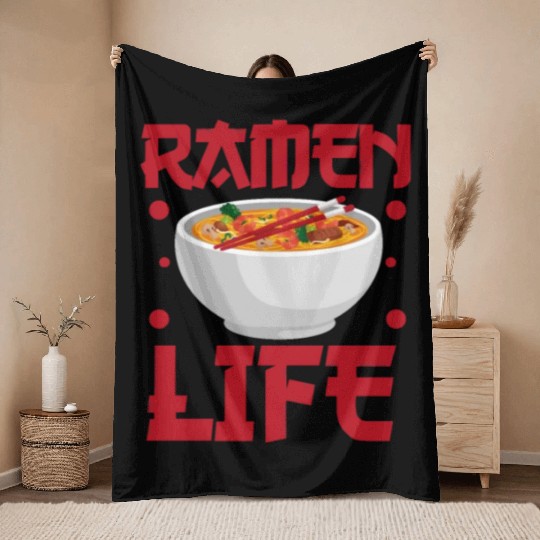 Ramen Life Throw Blankets