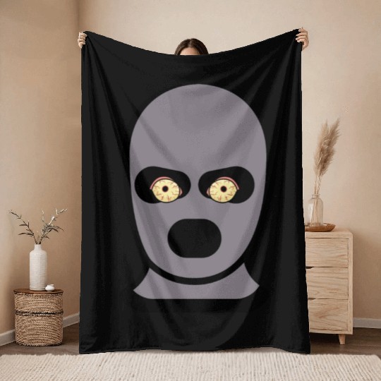 grey thief ski mask Throw Blankets