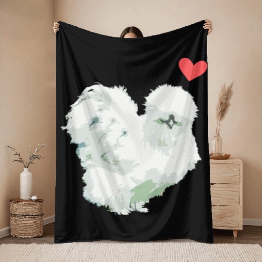 Funny Silkie Chicken Hen Backyard Farmer Throw Blankets