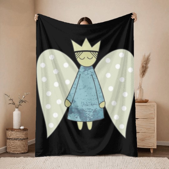 The Flight of the Christmas Angel Throw Blankets