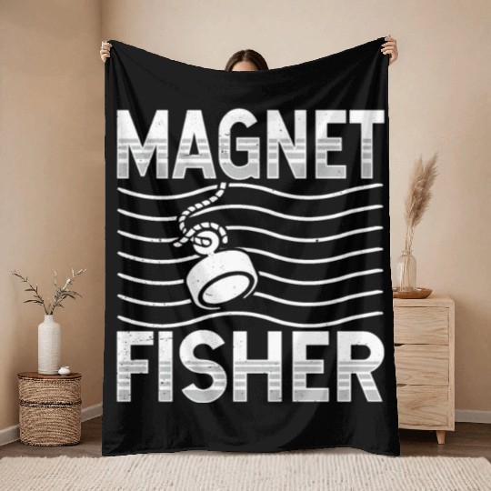 Magnet Fisher Fishing Fisherman Magnets Throw Blankets